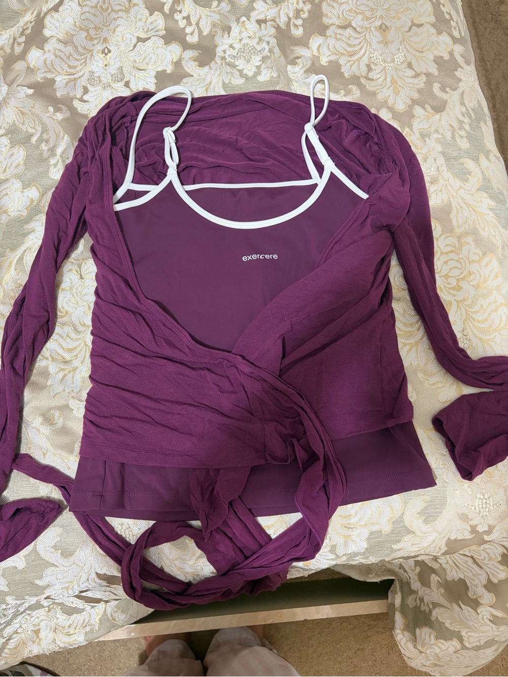 Exercere Women's Purple Wrap Top with Bra tank